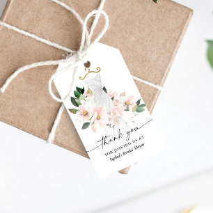 Étiquettes-cadeau Elégant Blush Floral Robe Fête des mariées Favoris