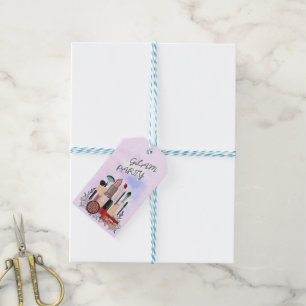 Étiquettes-cadeau Élégant Blush Girl Peintre de maquillage rose Glam