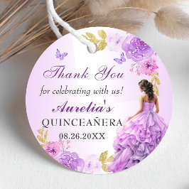 Étiquettes Cadeau Elégant Blush violet Floral Quinceañera Anniversai