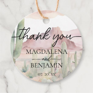 Étiquettes Cadeau Elégant Boho Desert Paysage Cactus Mariage