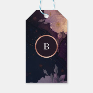 Étiquettes-cadeau Élégant Boho foncé Floral violet Rose Mariage or