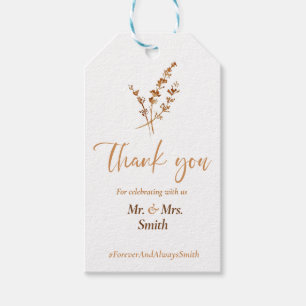 Étiquettes-cadeau Elégant Boho Orange Fleurs Mariage Favors Tags
