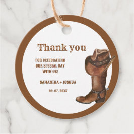 Étiquettes Cadeau Elégant Boho Western Cowboy Mariage Merci
