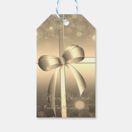 Étiquettes-cadeau Elégant, Bow or, Confetti