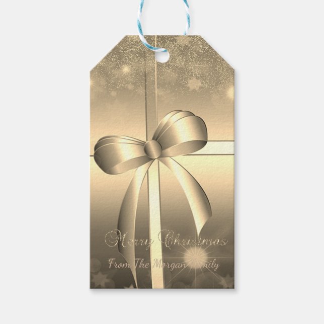 Étiquettes-cadeau Elégant, Bow or, Confetti (Devant)