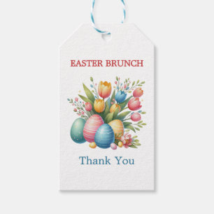 Étiquettes-cadeau Elégant brunch de pâques aux oeufs de fleurs