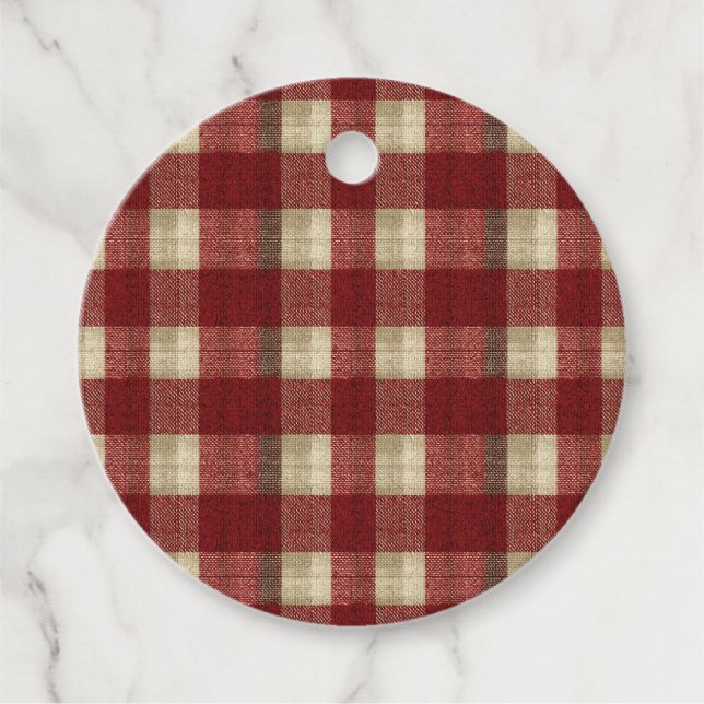 Étiquettes Cadeau Elegant Burgundy Ivory Rust Red Plaid Pattern (Devant)