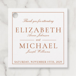 Étiquettes Cadeau Élégant Burnt Orange Classic Script Mariage