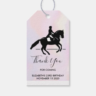 Étiquettes-cadeau Elégant cavalier de Dressage sur Merci d'aquarelle
