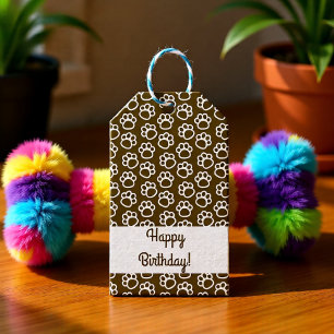 Étiquettes-cadeau Elégant chien patte animal customisé brun
