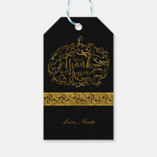Étiquettes-cadeau Elégant Citrouille d'or Halloween Merci d'automne
