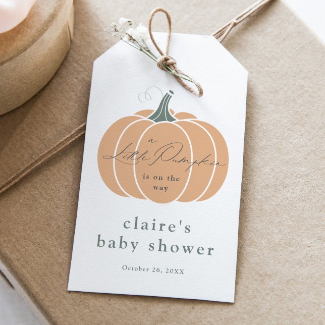 Étiquettes-cadeau Elégant Citrouille Orange Automne Baby shower Favo (Elegant Orange Little Pumpkin Fall Baby Shower Favor Tag.)