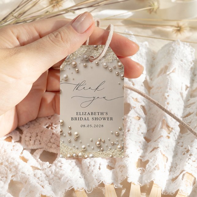 Étiquettes-cadeau Elegant Classic Pearls Bridal Shower Favors (Créateur téléchargé)