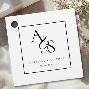 Étiquettes Cadeau Élégant, Classique, Monogramme, Mariage Tags cadea
