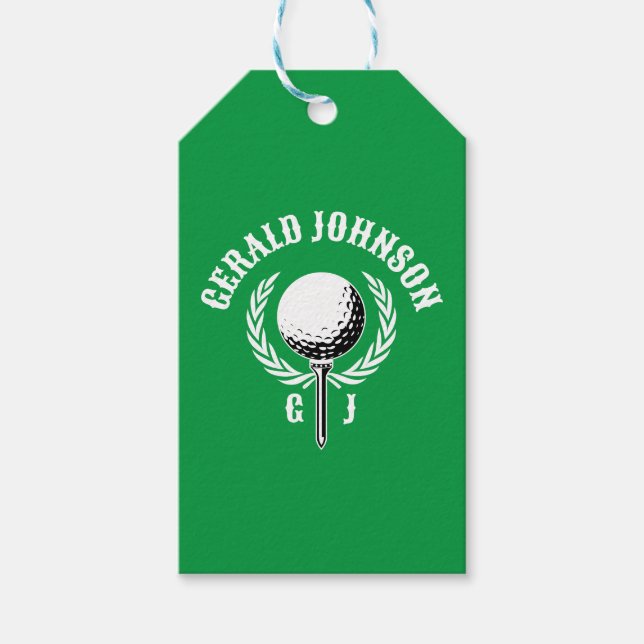 Étiquettes-cadeau Élégant Conception de Monogramme de Golf Inverti (Devant)