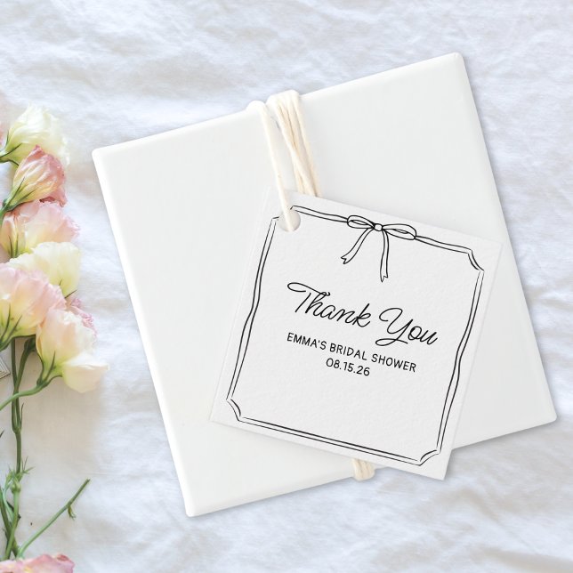 Étiquettes Cadeau Élégant Coquette Chic Nœud Remerciements pour Baby (Créateur téléchargé)
