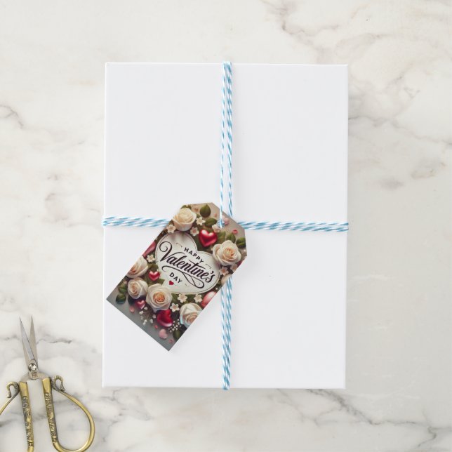 Étiquettes-cadeau Elégant design de Saint Valentin avec Rose (Avec de laficelle)