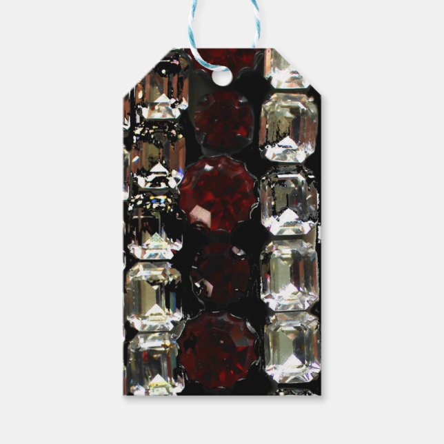 Étiquettes-cadeau Elégant diamant rubis pierres gemmes (Devant)