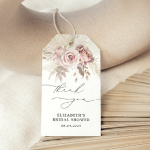 Étiquettes-cadeau Elégant Dusty Rose Floral Fête des mariées Favoris