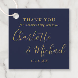 Étiquettes Cadeau Élégant écriture mariage remerciement bleu marine