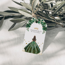 Élégant Émeraude Quinceañera Floral Faux Feuille