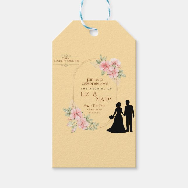 Étiquettes-cadeau Élégant Faire-part de mariage Floral (Devant)