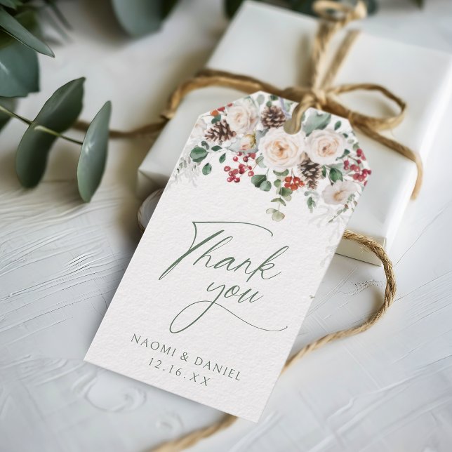 Étiquettes-cadeau Elegant Festive Floral Holiday thank you favors (Elegant Festive Floral Holiday thank you favors Gift Tags)