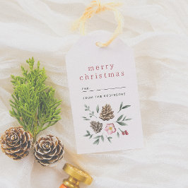 Étiquettes-cadeau Élégant feuillage d'hiver Joyeux Noël