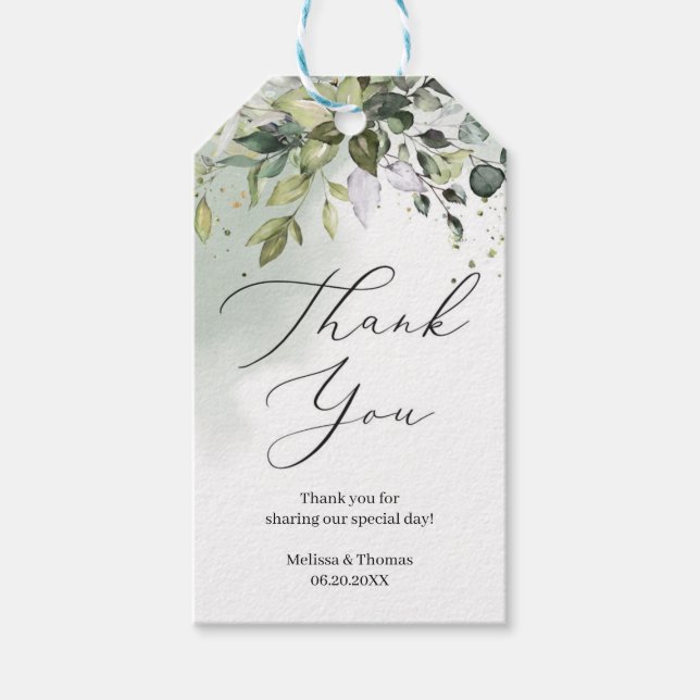 Étiquettes-cadeau Elégant feuillage vert eucalyptus mariage (Devant)
