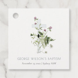 Étiquettes Cadeau Élégant Fleur sauvage croisé violet Baptême floral