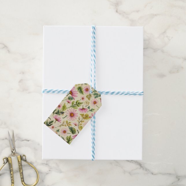 Étiquettes-cadeau Élégant floral (Avec de laficelle)