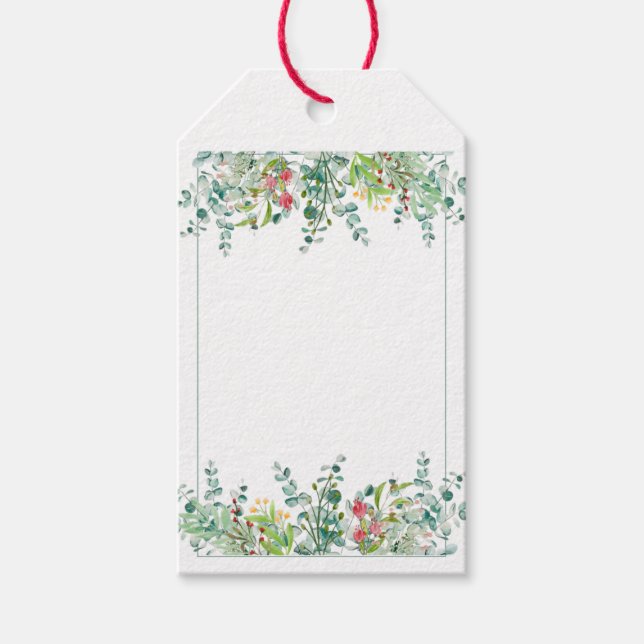 Étiquettes-cadeau Elégant floral Eucalyptus Aquarelle (Devant)