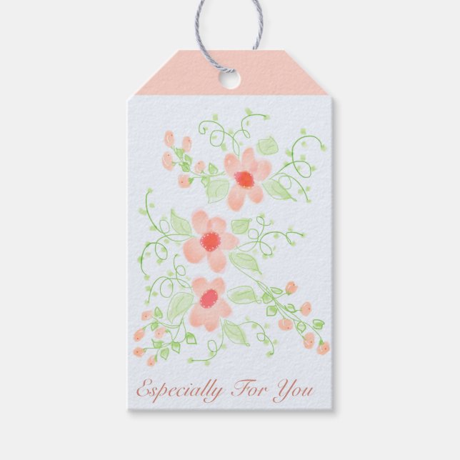 Étiquettes-cadeau Élégant floral rose (Devant)
