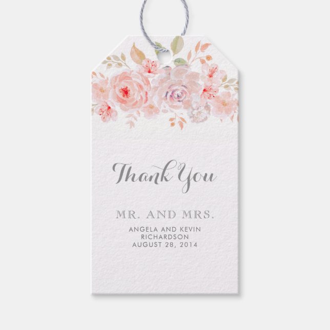 Étiquettes-cadeau Élégant floral rose (Devant)