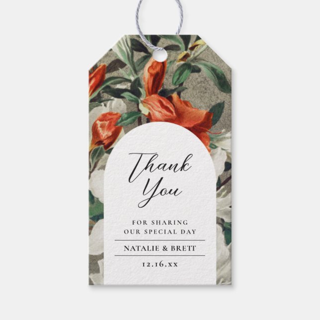 Étiquettes-cadeau Élégant Floraux Rustiques Terracotta Mariage Favor (Devant)