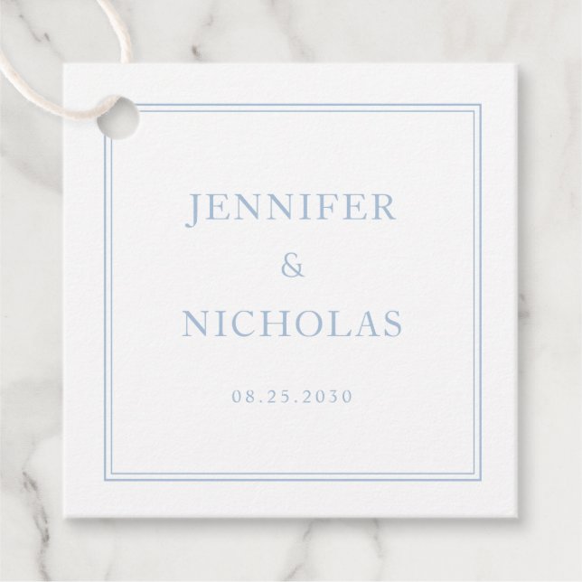 Étiquettes Cadeau Elegant Formal Powder Blue Wedding (Devant)