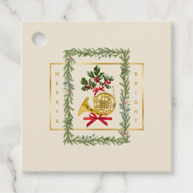 Étiquettes Cadeau Elegant French Horn Christmas Irish Cream (Devant)