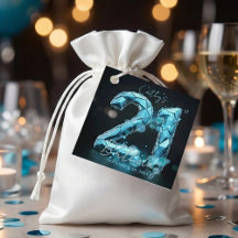 Elegant Glam Teal Blue Crystal 21st Birthday
