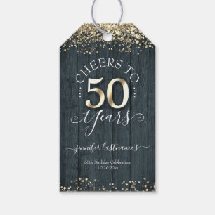 Étiquettes-cadeau Élégant Gold 50th Birthday Script