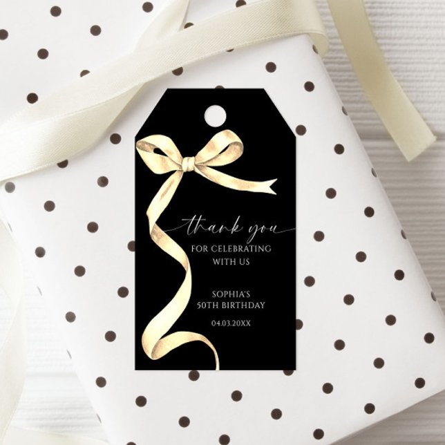 Étiquettes-cadeau Élégant Gold Bow Anniversaire Favoriser Cadeau Bal (Créateur téléchargé)