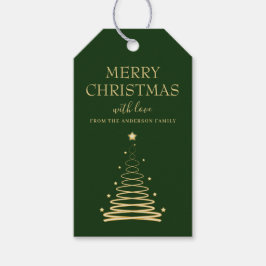 Étiquettes-cadeau Élégant Gold Green sapin de Noël personnalisé