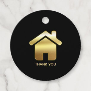 Étiquettes Cadeau Elegant Gold House Symbole Real Estate Design
