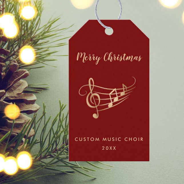 Étiquettes-cadeau Elegant Gold Music Notes Choir Musician Christmas  (Créateur téléchargé)