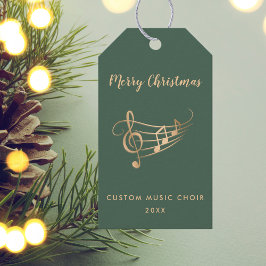 Étiquettes-cadeau Elegant Gold Music Notes Choir Musician Christmas 