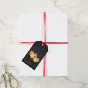 Étiquettes-cadeau Elégant Golden Hearts Nom - Saint-Valentin