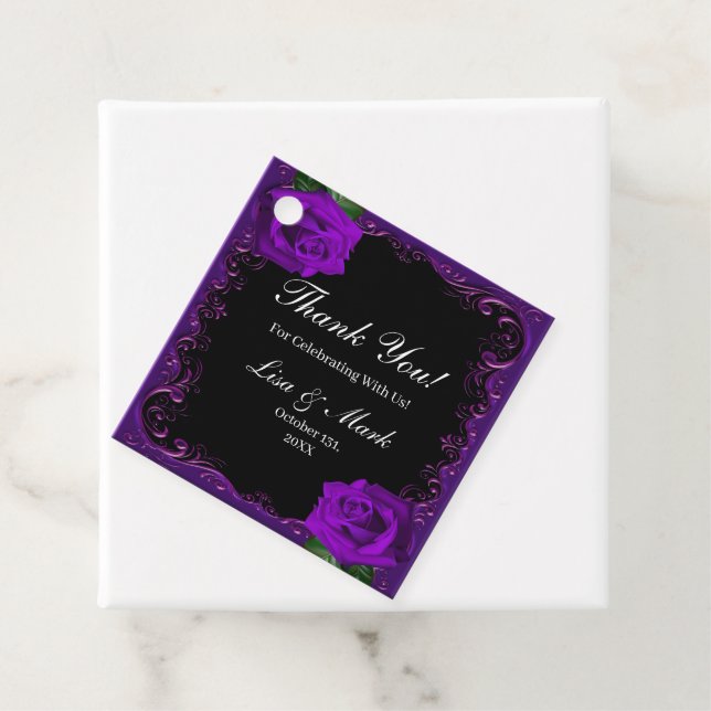 Étiquettes Cadeau Élégant Goth Purple Roses (En situation)