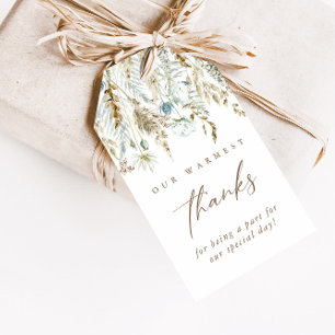 Étiquettes-cadeau Elégant Grass séché & Fleurs Favoriser Le Merci