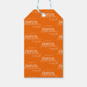 Étiquettes-cadeau Elégant Grateful Thanksgiving Orange d'automne