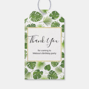 Étiquettes-cadeau Élégant Green Tropical Feuille Motif Merci
