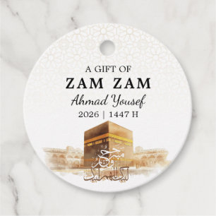 Étiquettes Cadeau Elegant HAJJ MABRUR eau Zam Zam